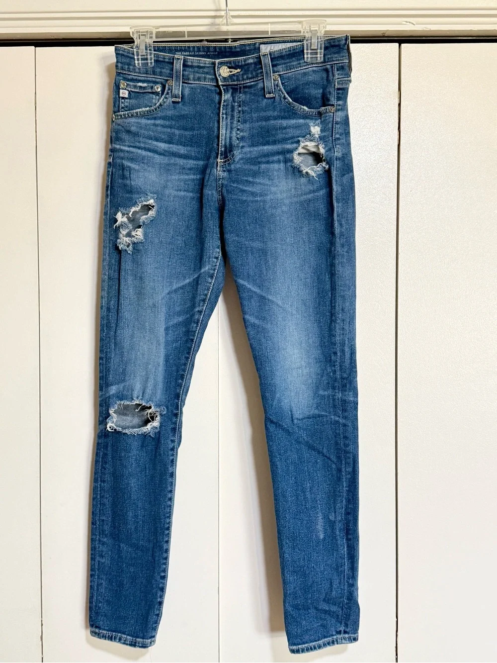 AG Adriano Goldschmied Farrah High Rise Skinny Ankle Jeans Distressed 27R - Picture 4 of 14